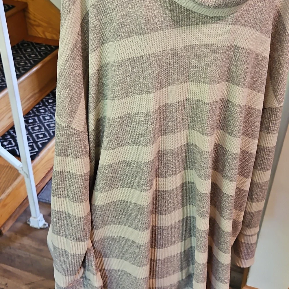 👚LuLaRoe Cream and Brown Cowl Neck Sweater